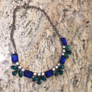 Royal blue and emerald green statement necklace